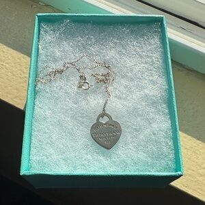 Tiffany & Co. Sterling Silver Engraved Heart Necklace